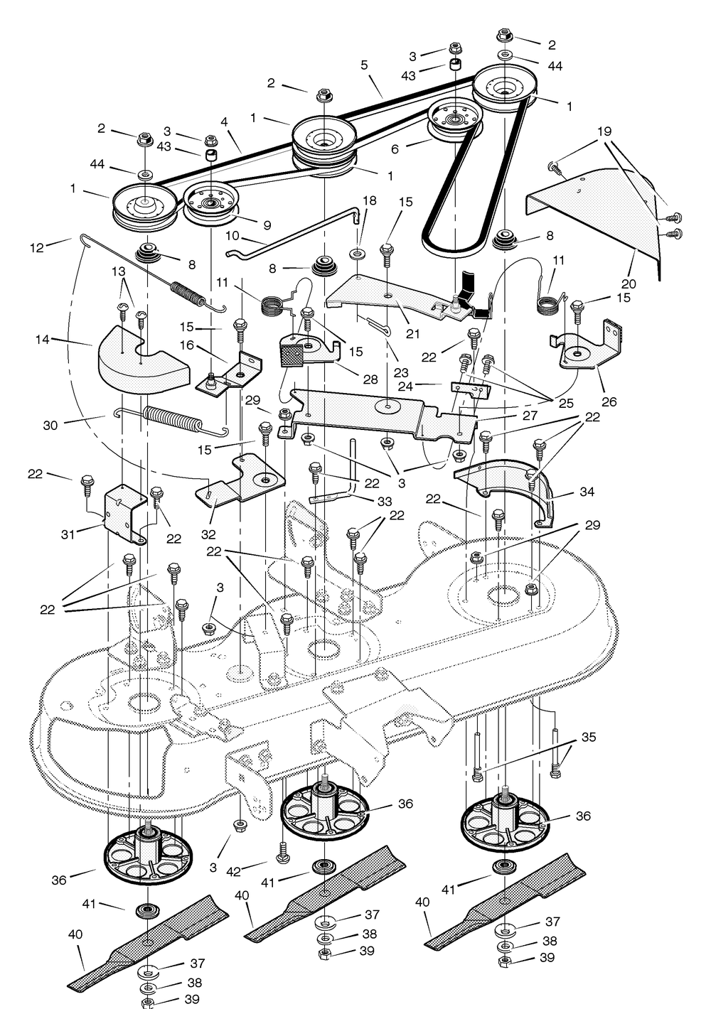Blade Drive Diagram and Parts List for 461000X8A 2003 Briggs and Stratton Lawn Tractor